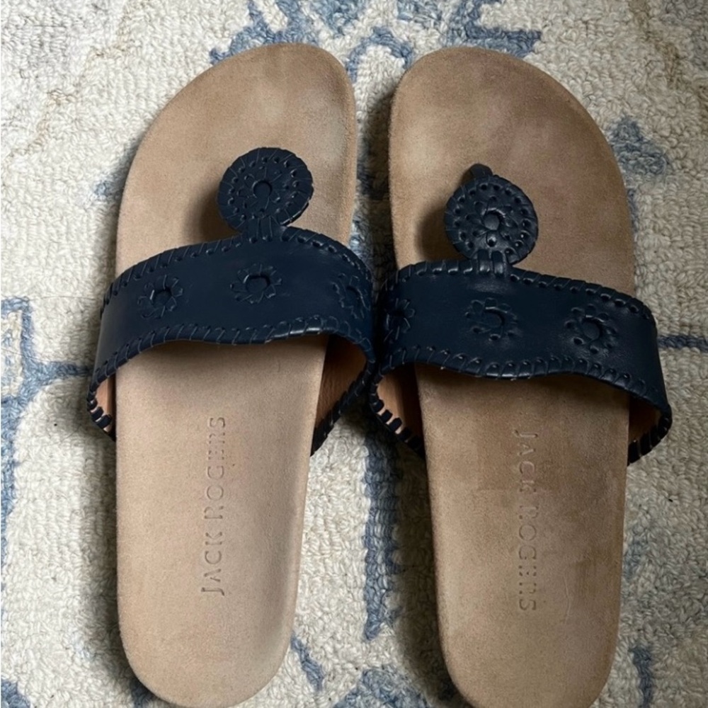 Jack Rogers Navy Blue Comfort Sandals sz 10 EUC